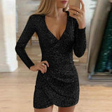 Isabelle Noir | Sequin Wrap Dress