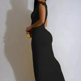 Velora Drape | Ruched V Neck Maxi Slit Dress