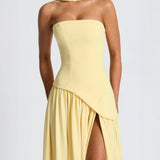 Serena | Strapless Lace-Up Slit Maxi Dress