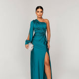 Aria | One-Shoulder Satin Wedding Guest Dress
