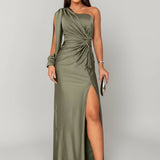 Aria | One-Shoulder Satin Wedding Guest Dress