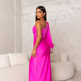 Aria | One-Shoulder Satin Wedding Guest Dress